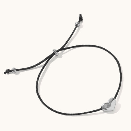 Heart Cord Bracelet Silver